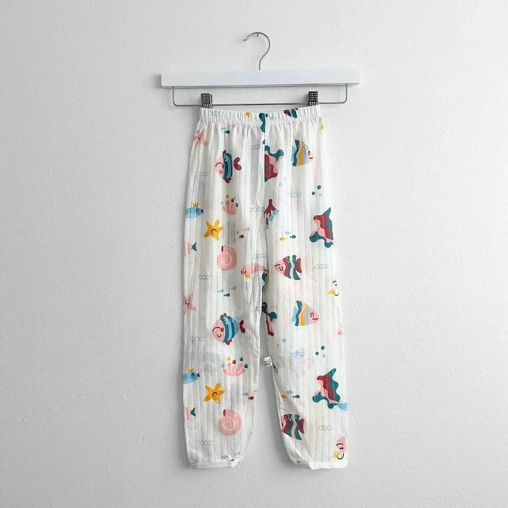 NWT Cute Girls Sleep N' Play Short Sleeve Top & Pants Pajamas Set Sea Fishes 7Y